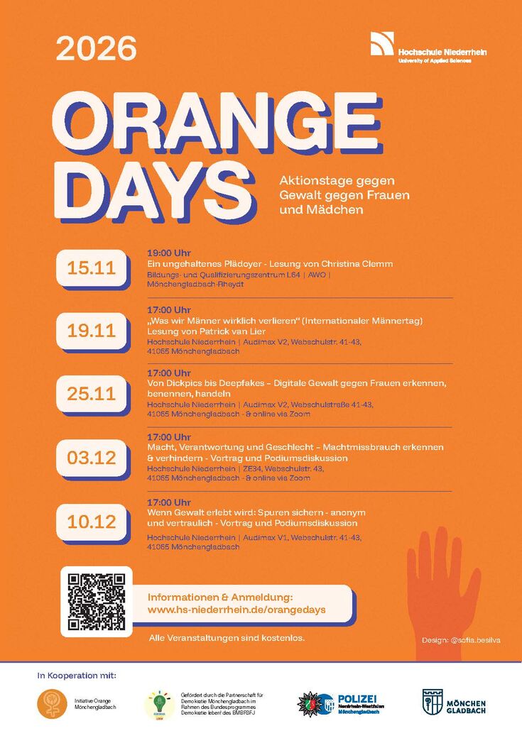 Übersicht Orange Days an der Hochschule Niederrhein Übersicht Orange Days an der Hochschule Niederrhein