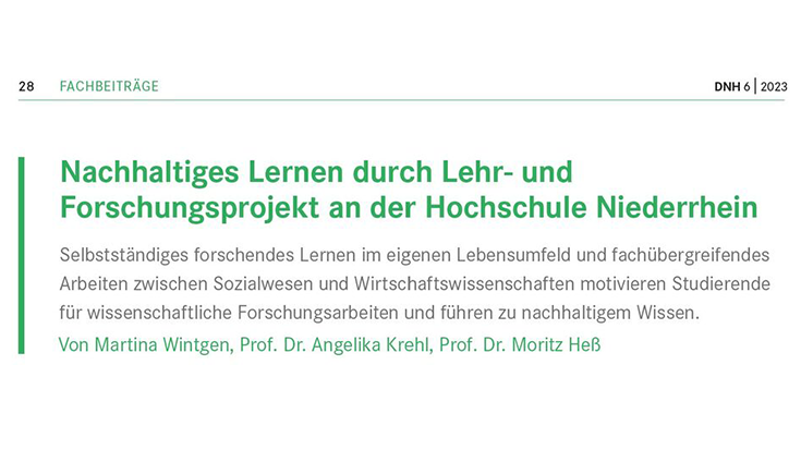 Titelbild der Präsentation für den Beitrag Nachhaltiges Lernen durch Lehr- und Forschungsprojekt an der Hochschule Niederrhein.