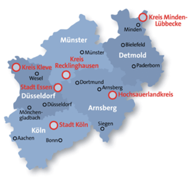 Projektstadtorte Familienzentren in NRW