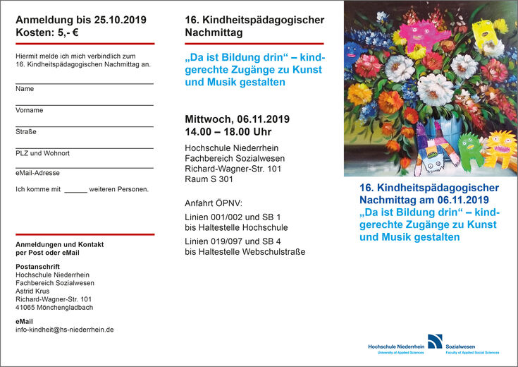 18_kindheitspädagogischer_nachmittag FLYER EndFassung.indd "Da ist Bildung drin" - kindgerechte Zugänge zu Kunst und Musik gestalten
