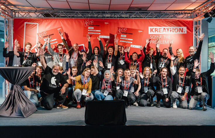 Gruppenfoto Kreathon mit Gewinnern