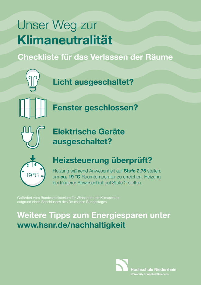 Checkliste für energetisches Verhalten