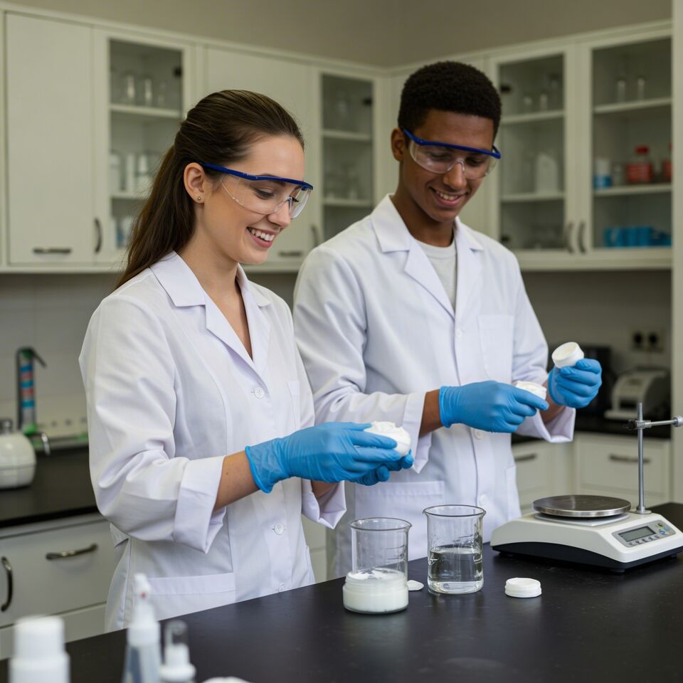 Zwei Personen im Labor am experementieren