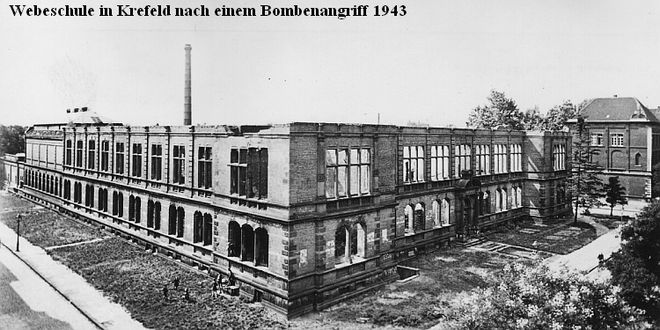 Zerstörte Webeschule Krefeld