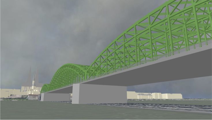 Hohenzollernbrücke in Köln im 3D-Modell. 