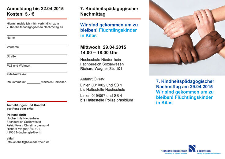 18_kindheitspädagogischer_nachmittag FLYER EndFassung.indd Wir sind gekommen um zu bleiben! Flüchtlingskinder in Kitas