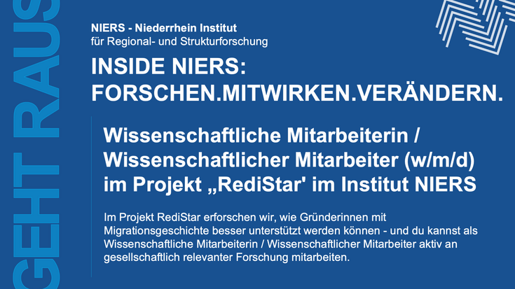 Infobild über die Stellenausschreibung im Projekt RediStar