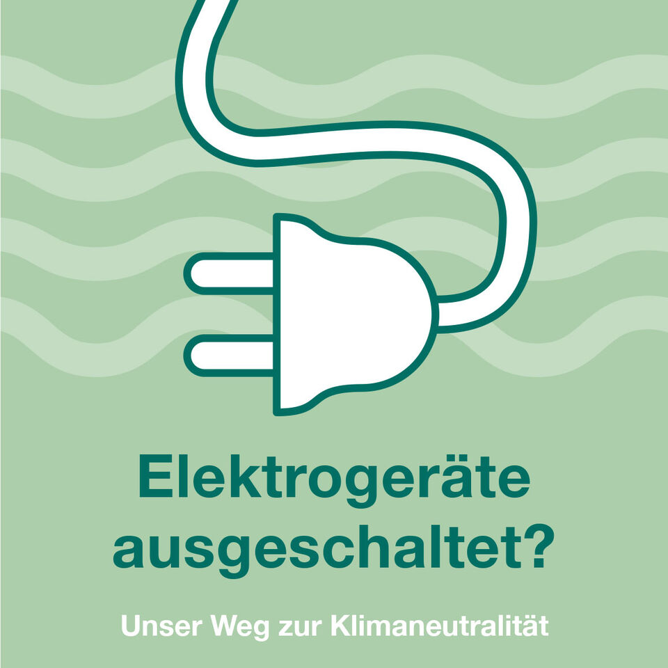 "Elektrogeräte ausgeschaltet?" Bild eines Steckers